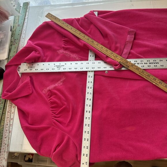 Vanity Fair Womens Pink Embroidered Button Up Housecoat Robe Jacket 3XL Barbie - Picture 5 of 14